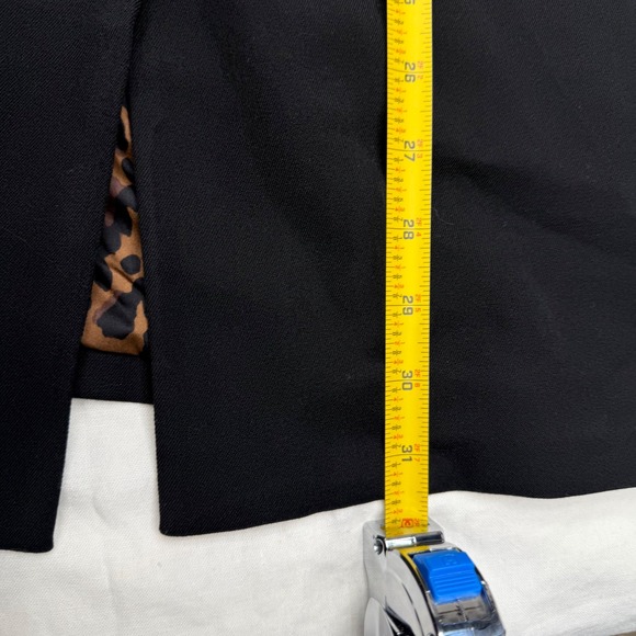 Black Tailored Silhouette Blazer Long Vest Leopard Print Lagenlook Dark Academia - Picture 8 of 10